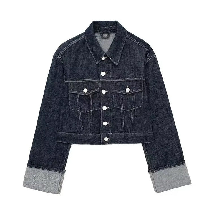 Damen Vintage Kurz geschnittene Jeansjacke