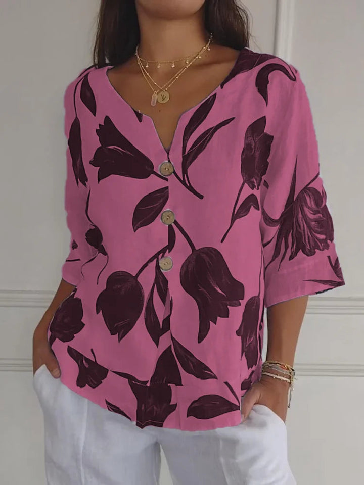 V-Ausschnitt Bedruckte Tunika-Bluse