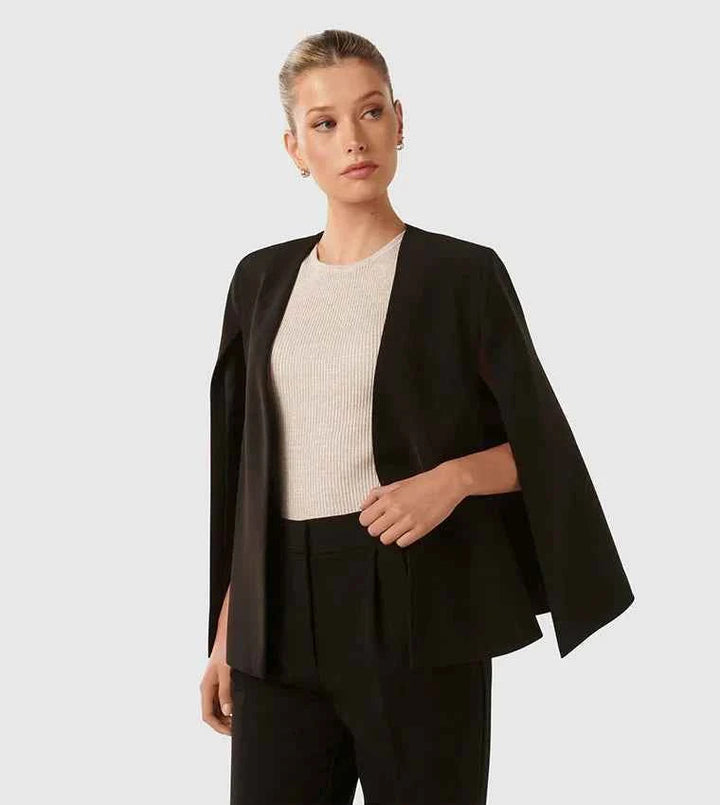 Eleganter Damen-Cape-Blazer mit fließendem Schnitt und Ärmelschlitz