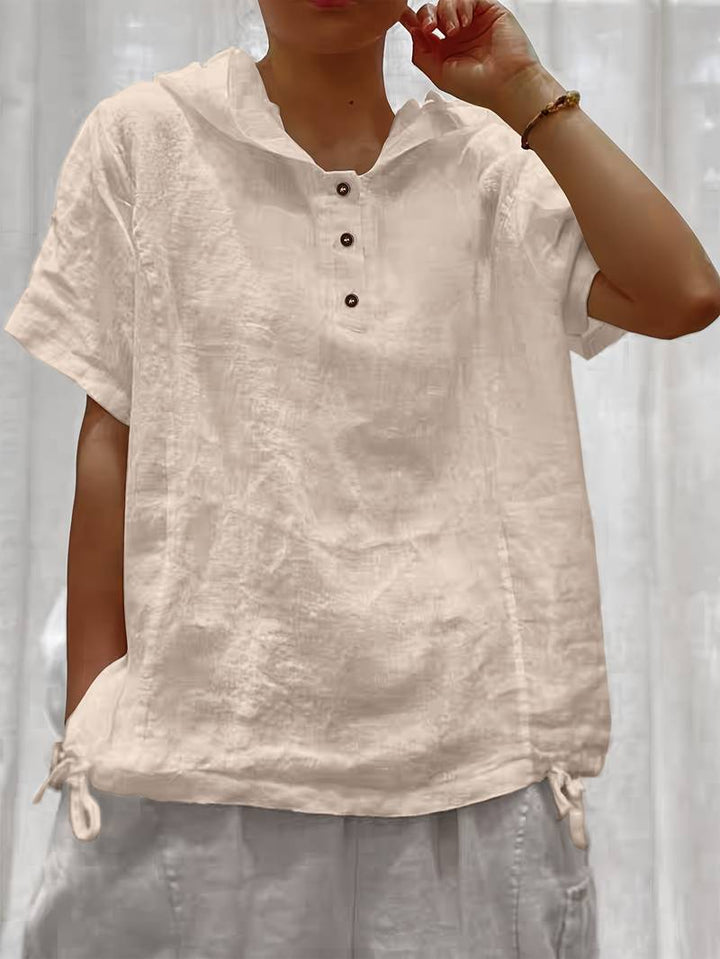 Locker geschnittener Kapuzenpullover mit kurzer Textur und Knopfleiste