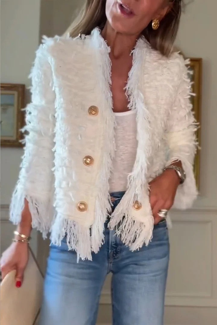 Damen Strickjacke mit Quasten