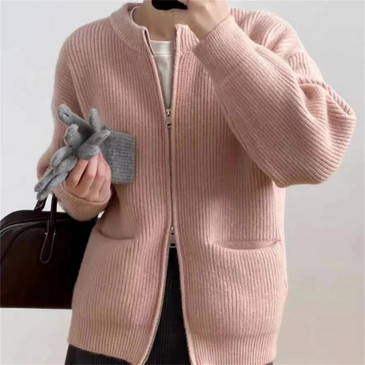 Eleganter Reißverschluss-Cardigan für Damen in großen Größen Komfort