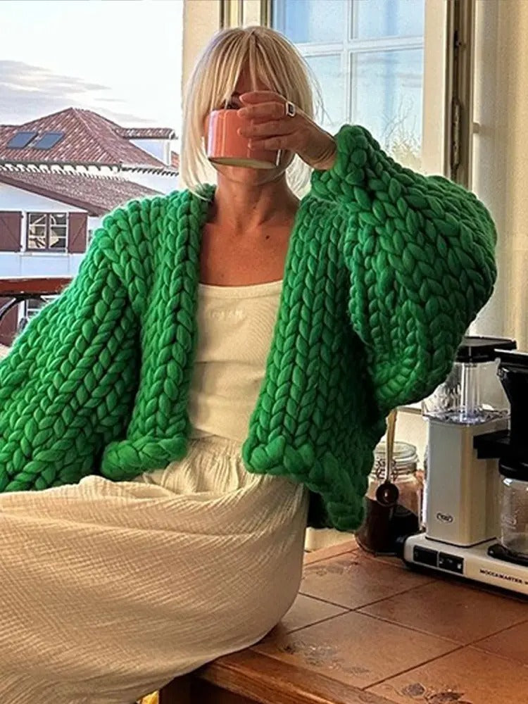 Gemütlicher Strick-Cardigan in Uni-Farbe, lässig