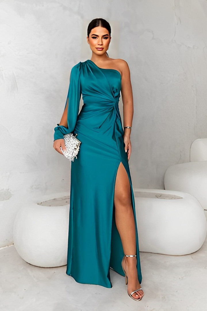 Maxikleid mit einer Schulter und weichem Griff
