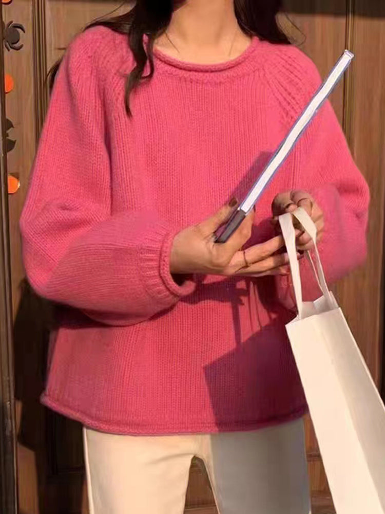 Locker Geschnittener Pullover mit Langarm