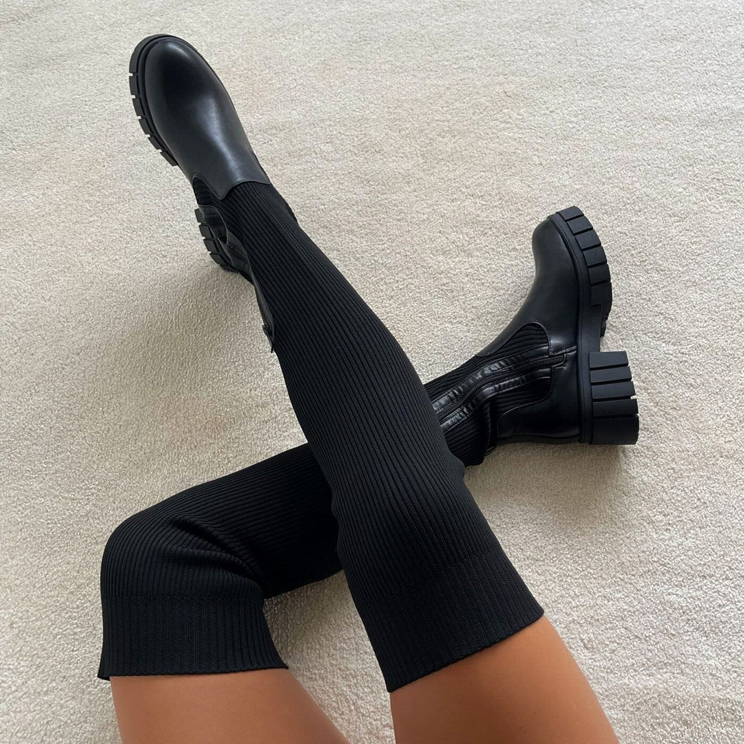 Damen Stretchstiefel Mit Anpassungsfähiger Passform