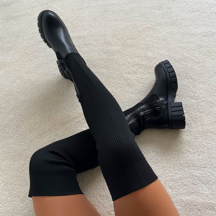 Damen Stretchstiefel Mit Anpassungsfähiger Passform