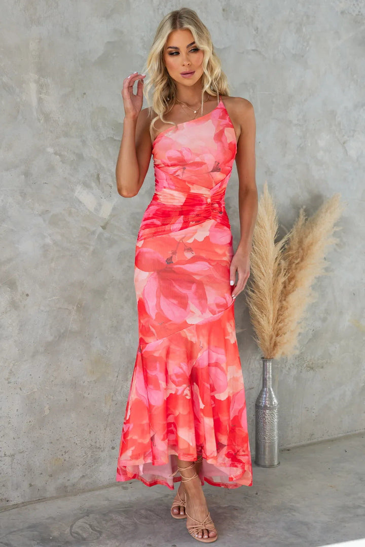 Elegantes One-Shoulder-Maxikleid für Damen mit fließender Silhouette