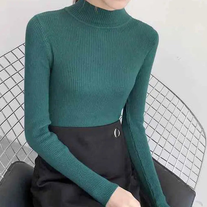 Gemütlicher gerippter Wollpullover für Damen