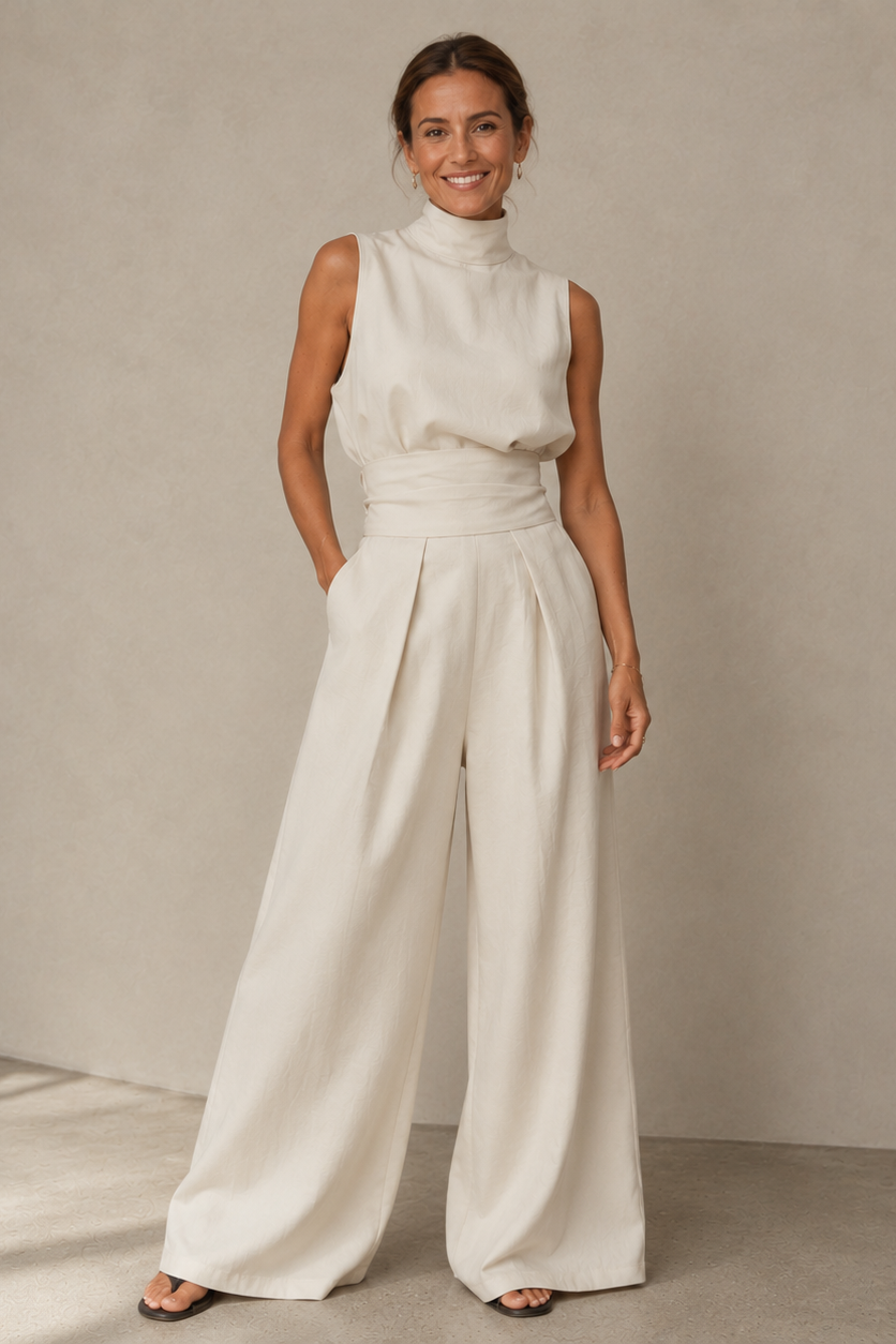 Eleganter ärmelloser Jumpsuit für Damen mit tailliertem Gürtel