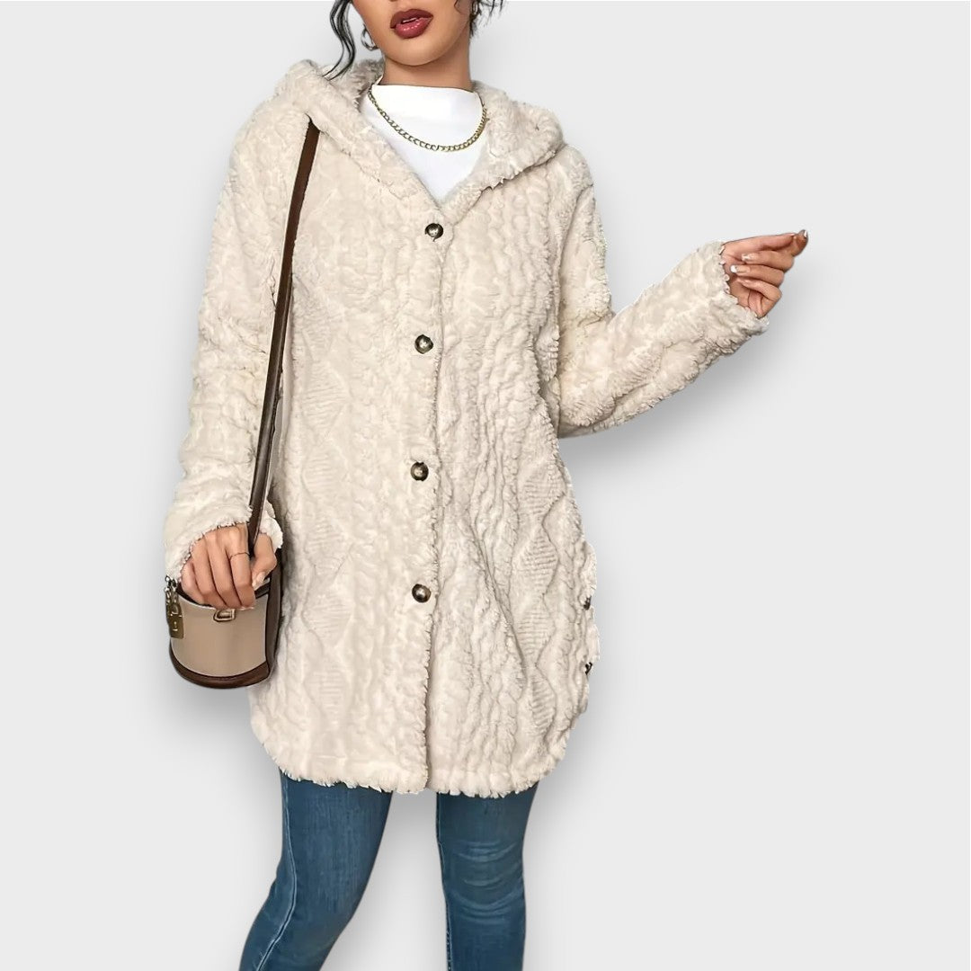 Gemütlicher Plüsch-Kapuzencardigan-Pullover