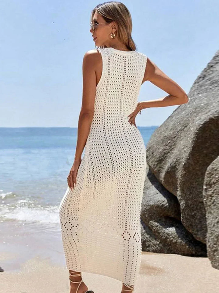 Häkel-Spitzen-Tunika mit V-Ausschnitt Strandkleid Damen