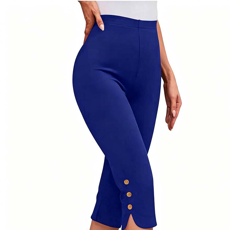Hohe Taillen-Stretch-Cropped-Culottes mit seitlichen Knopfdetails