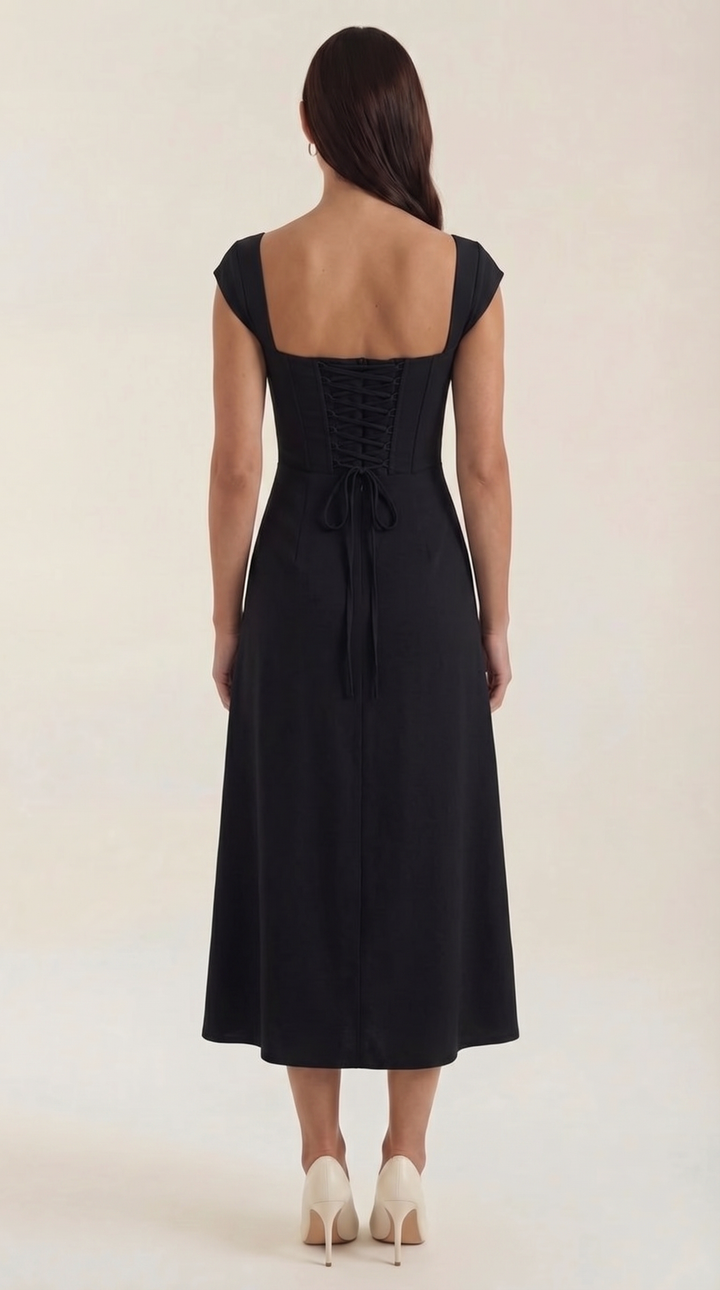 Damen Korsett Midikleid Elegantes Hochzeitsgastkleid