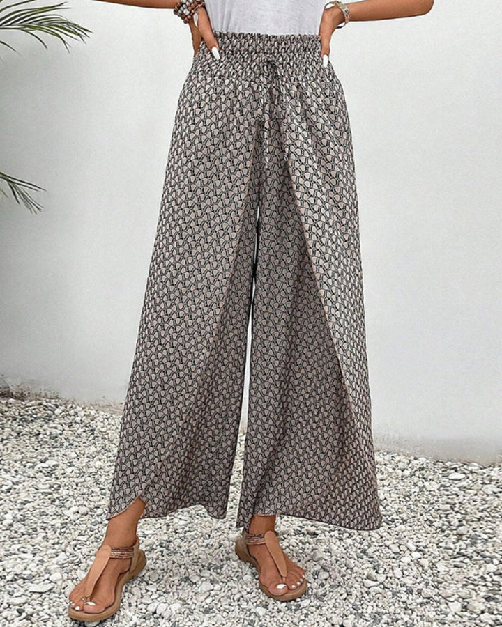 Damen weite Hose mit geometrischem Muster im getragenen Look