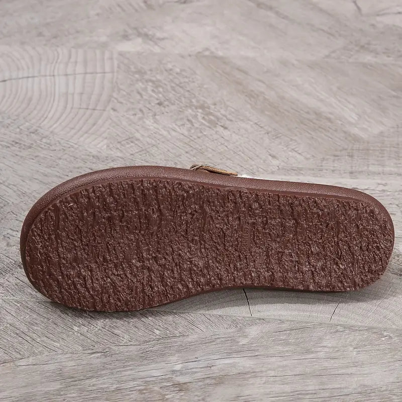 Gemütliche gefütterte Slip-On Ballerinas mit Schnallenriemen
