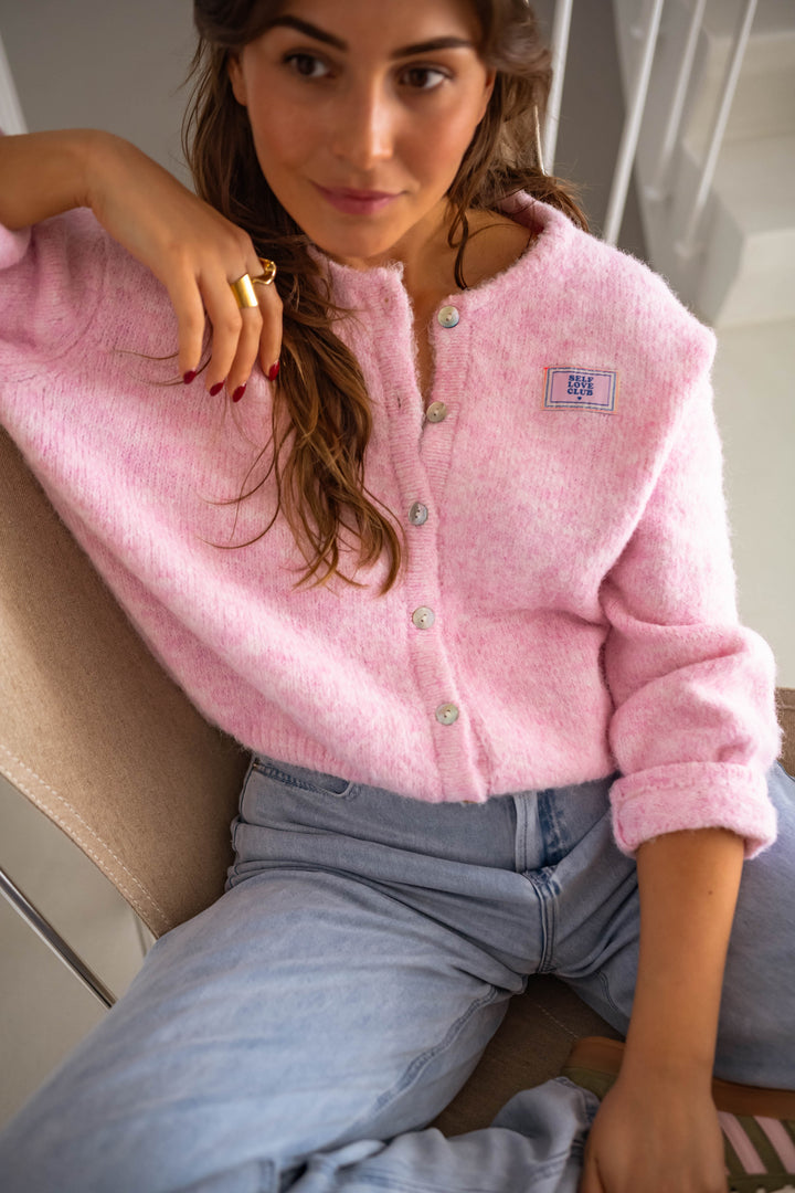 Schicker rosa gesteppter Cardigan für Lagen-Looks