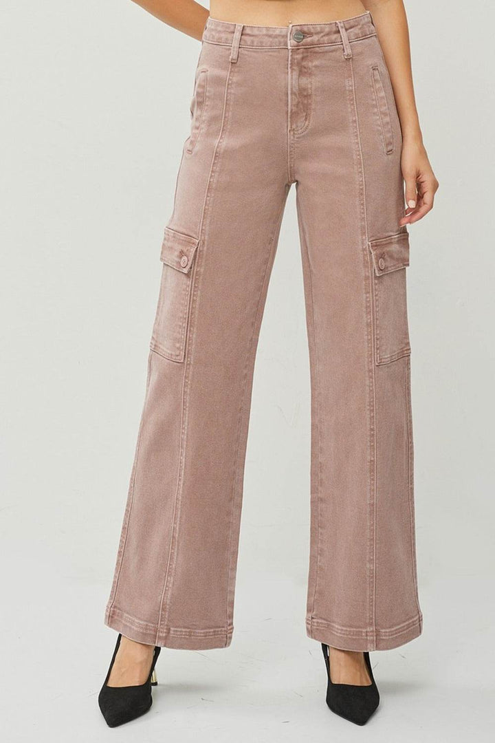 Damen High-Waist Cargo-Jeans