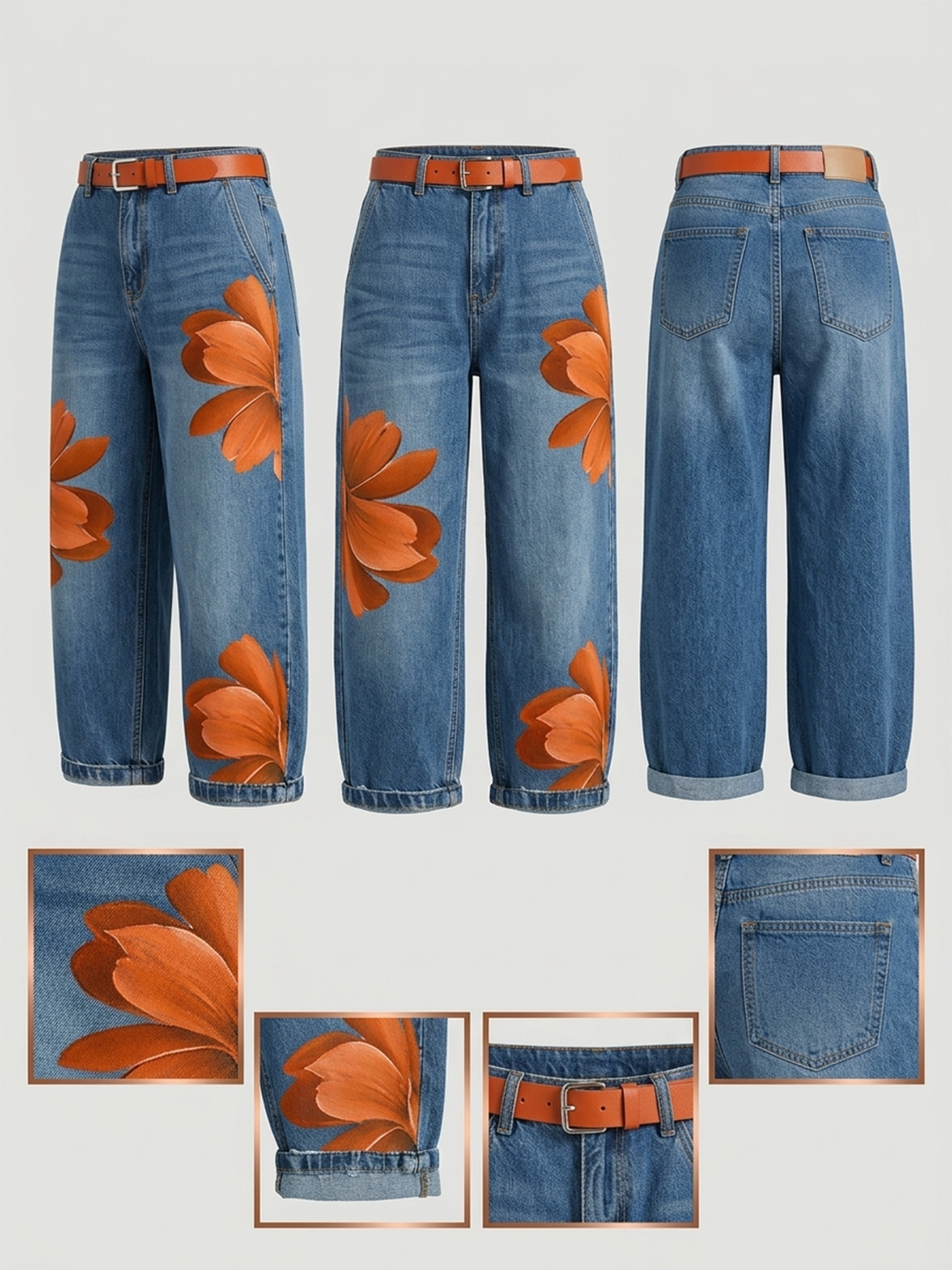 Legere Jeans mit künstlerischem Druck