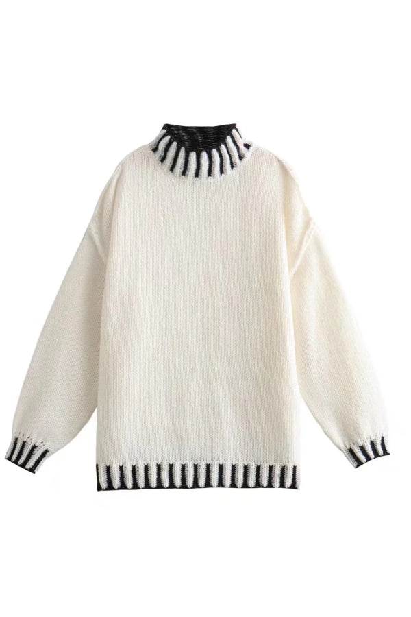 Gemütlicher Rollkragen-Pullover mit Farbblockmuster