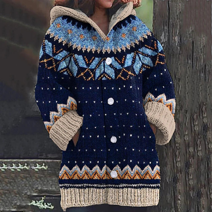 Warmer Strickcardigan mit Print