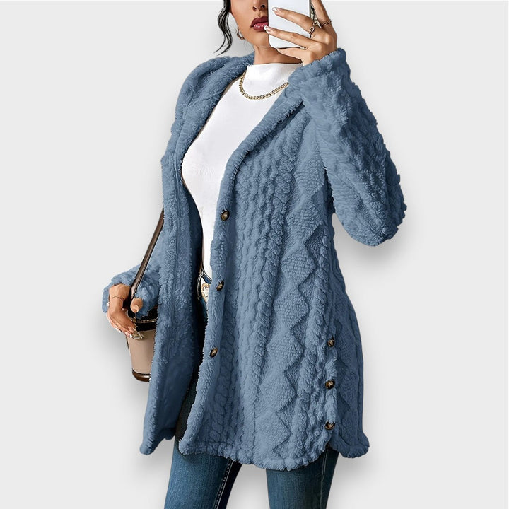 Gemütlicher Plüsch-Kapuzencardigan-Pullover