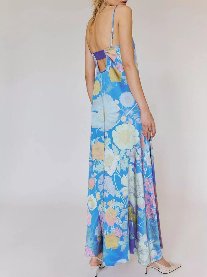Maxikleid ärmellos mit Blumenmuster aus Polyester