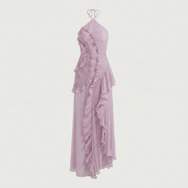 Tee-Rosenviolettes Falten-Midikleid für Damen