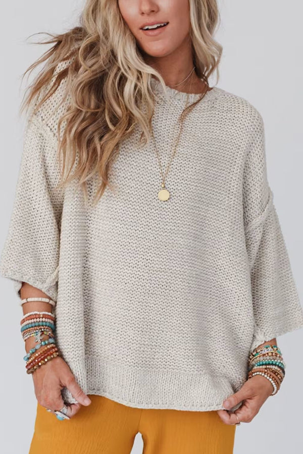 Gemütlicher Grobstrickpullover mit Rundhalsausschnitt