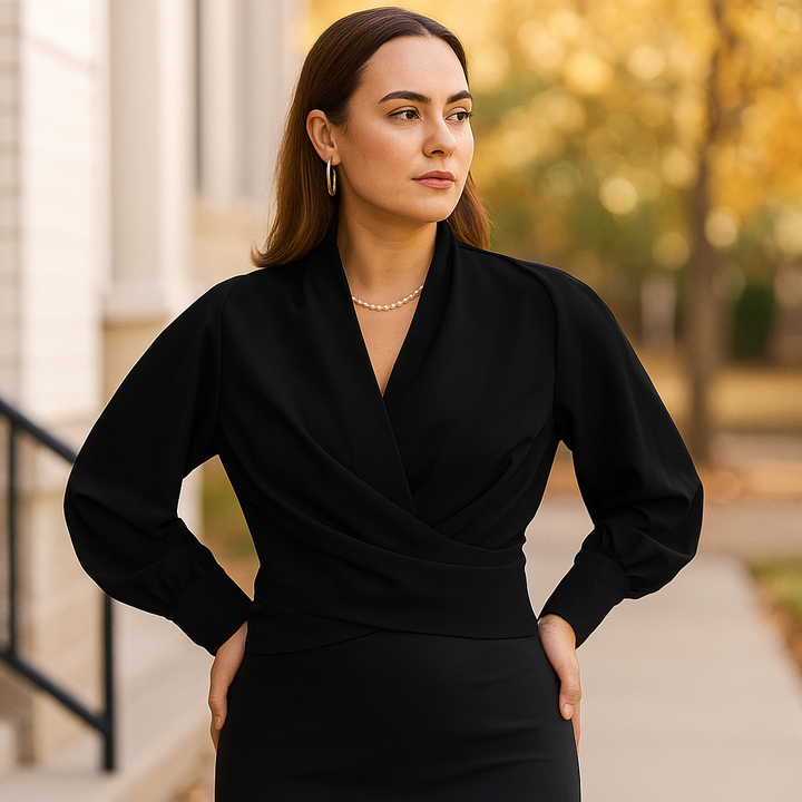 Schicke Bluse mit Puffärmeln und V-Ausschnitt für mühelosen Stil