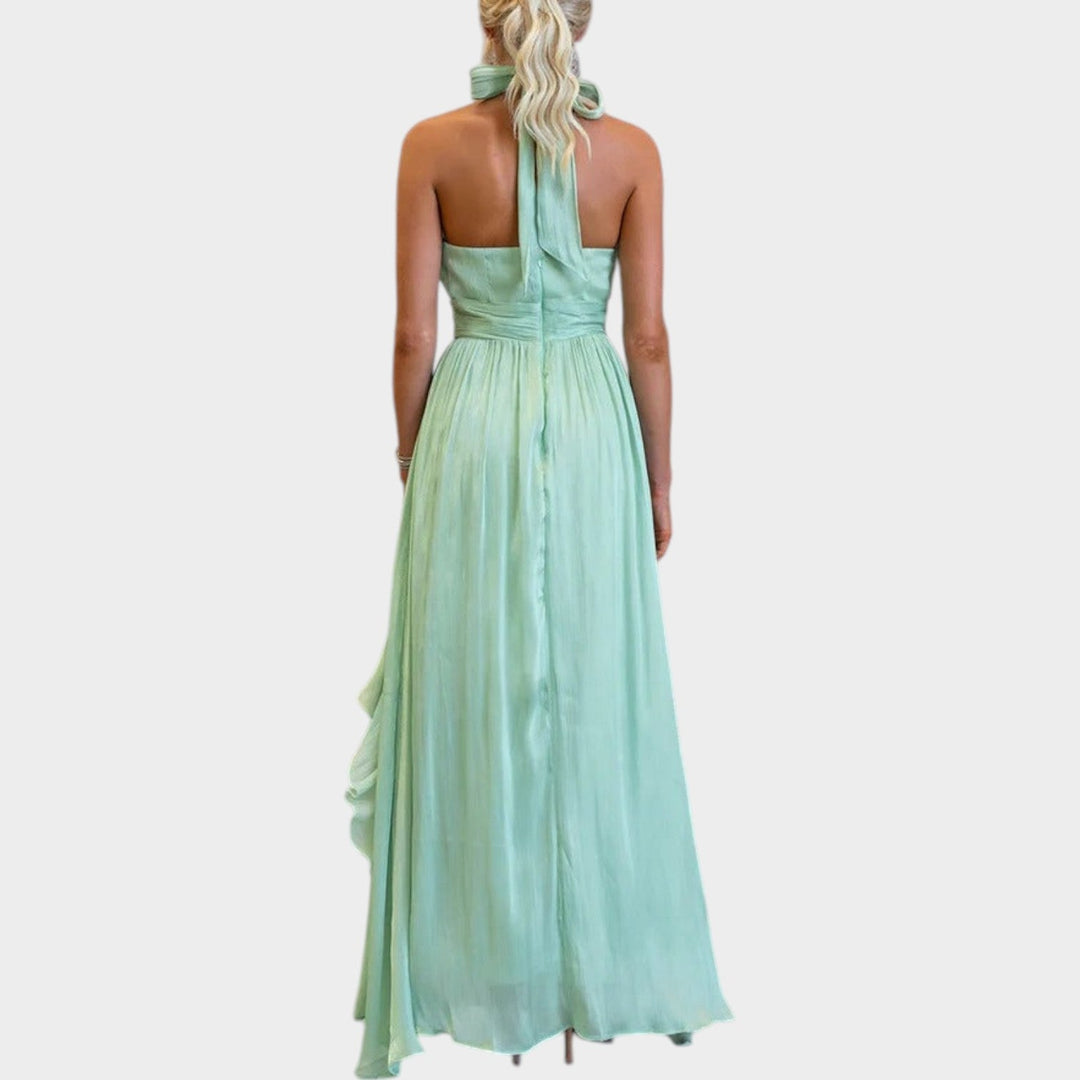 Elegantes Maxi-Kleid mit gerafftem Neckholder-Ausschnitt
