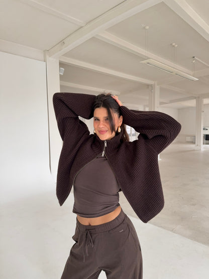 Luxuriöse Woll-Cashmere Reißverschlussjacke