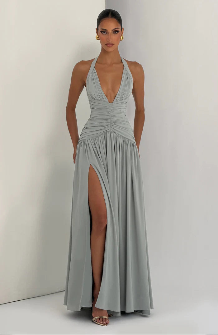 Ärmelloses Damen-Maxikleid mit V-Ausschnitt
