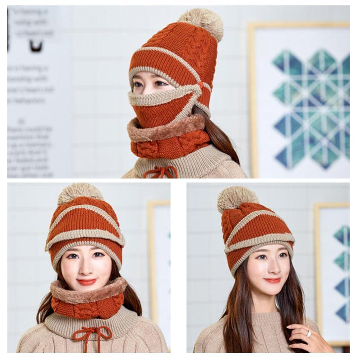 Gemütliches Strick-Wintermütze- und Schal-Set für Damen