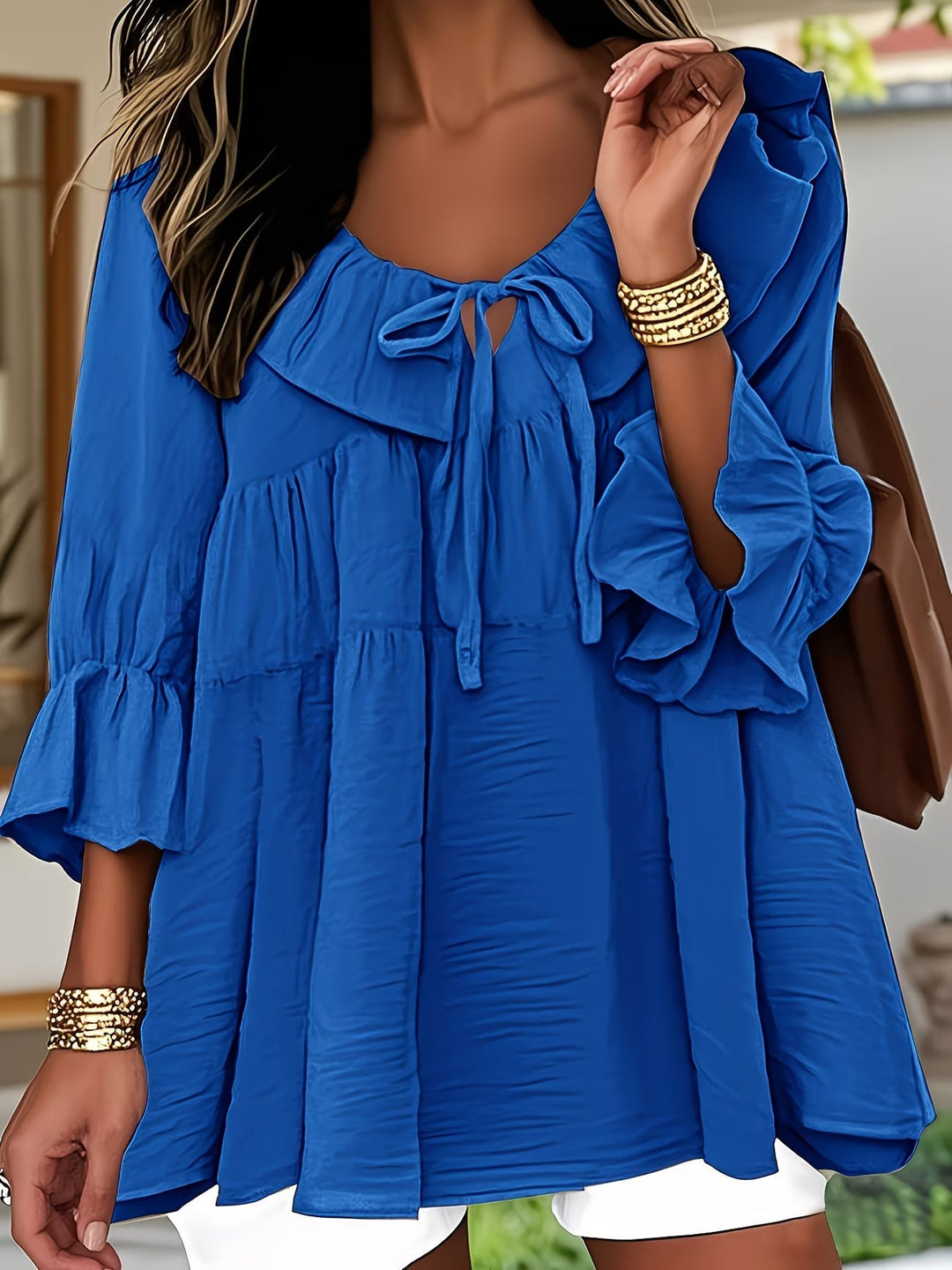 Elegante Bluse mit gerafftem Ausschnitt für Damen