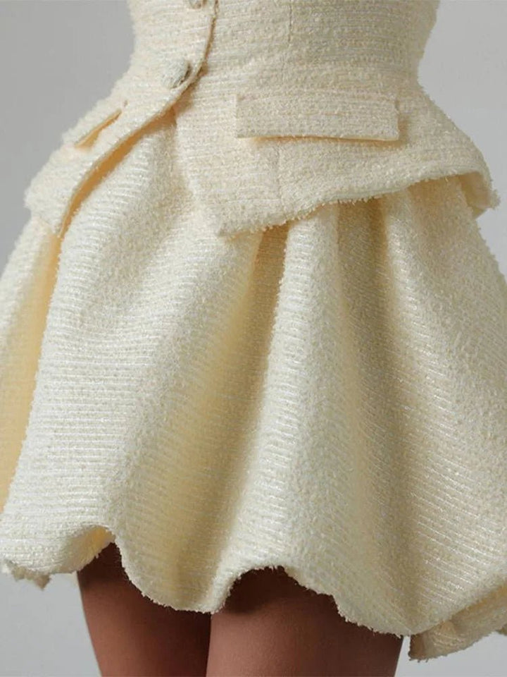 Zweiteiliges Set mit Bluse mit Puffärmeln und Bubble-Rock