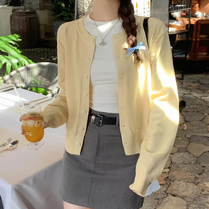 Damen Strickjacke mit Stretch, vorn mit Knopfleiste