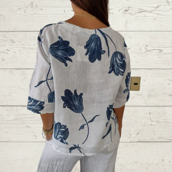 V-Ausschnitt Bedruckte Tunika-Bluse
