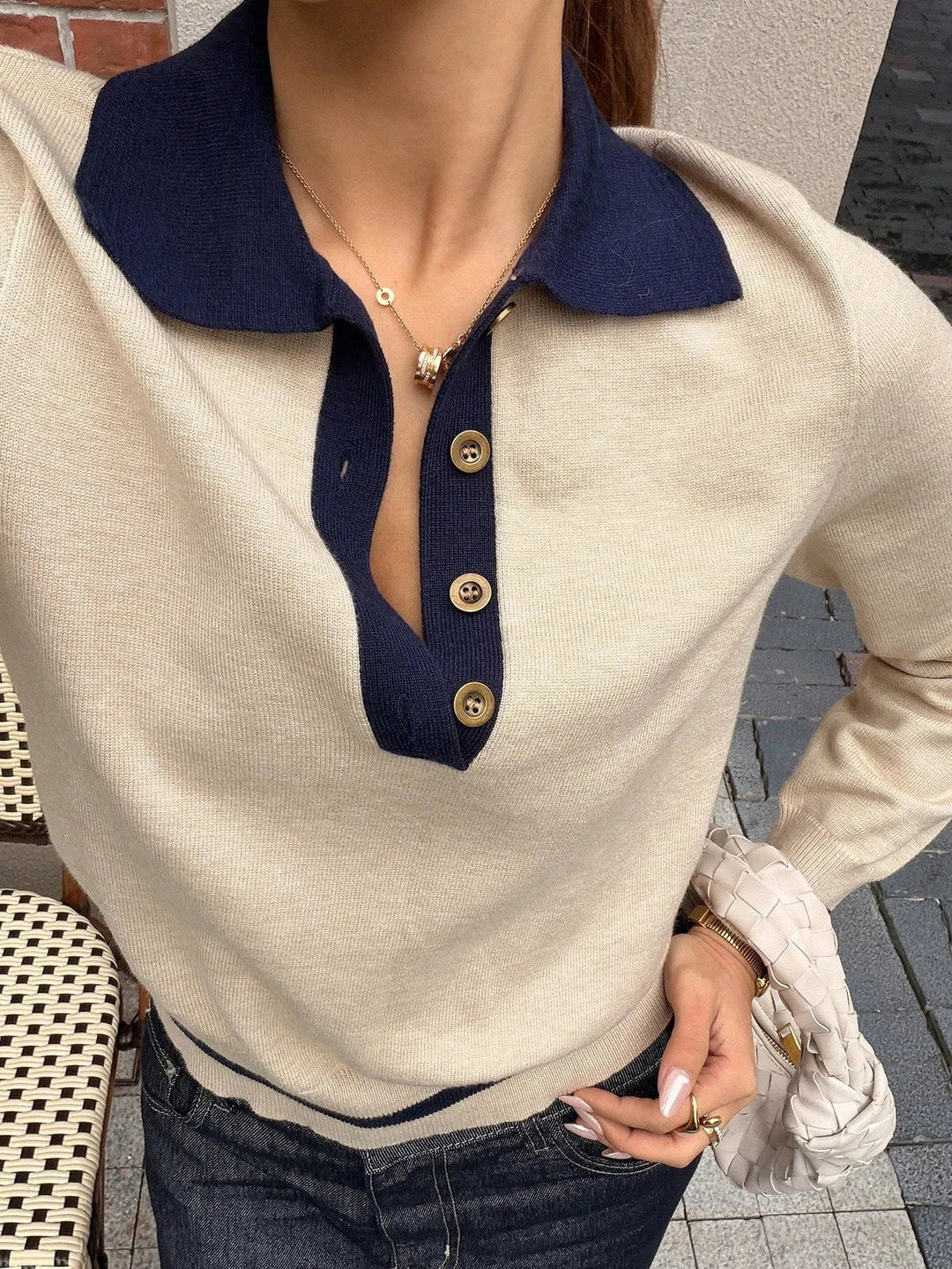 Damen Strickpullover mit Rollkragen und Farbblock, Slim Fit