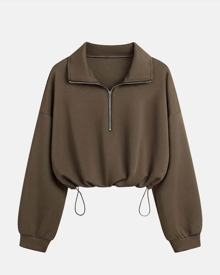Damen Sweatshirt Mit Reißverschluss Aus Baumwollmix