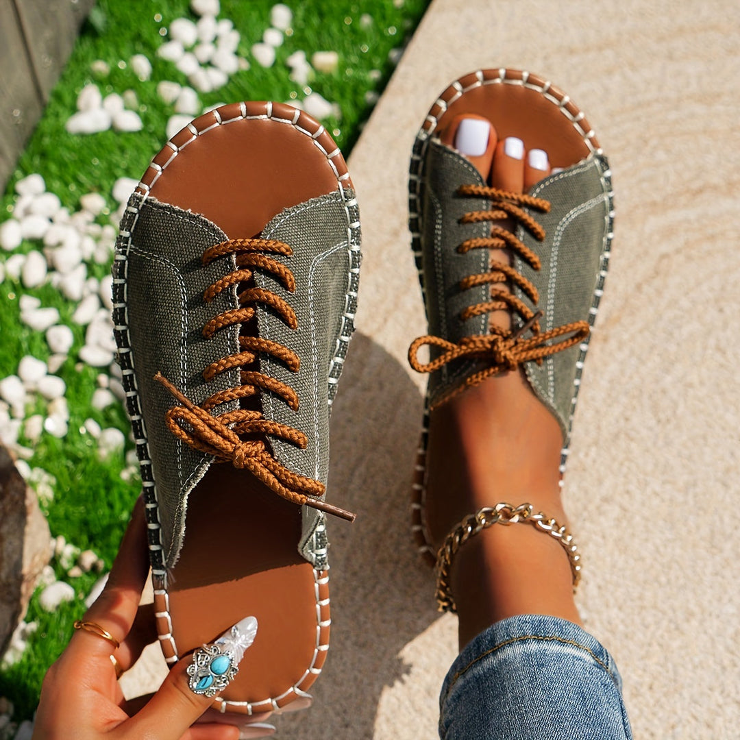 Damen Schnürsandalen im Vintage-Look in seitlicher Ansicht