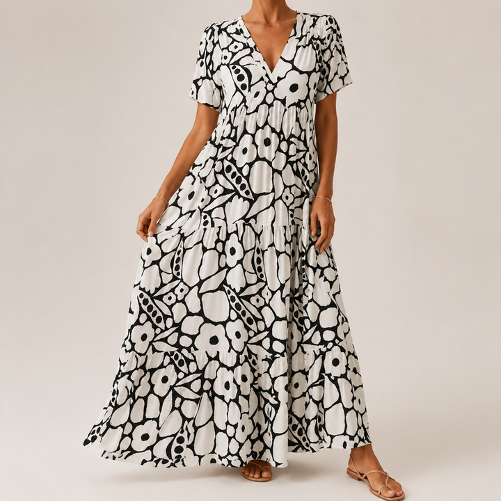 Atmungsaktives, übergroßes Maxikleid mit Blumenmuster