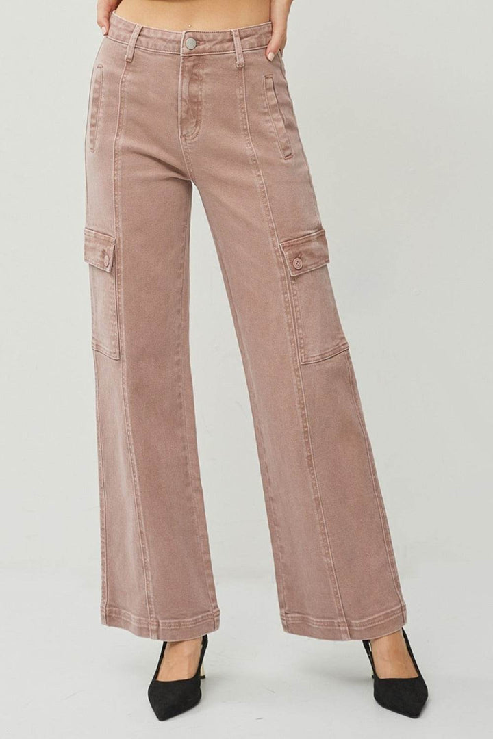 Damen High-Waist Cargo-Jeans