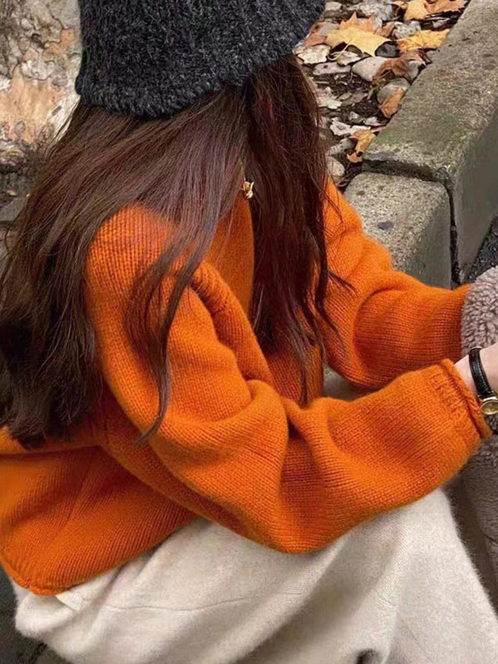 Locker Geschnittener Pullover mit Langarm