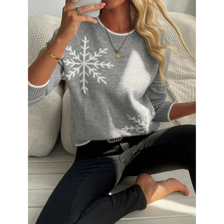 Gemütlicher Strickpullover mit Schneeflockenmuster