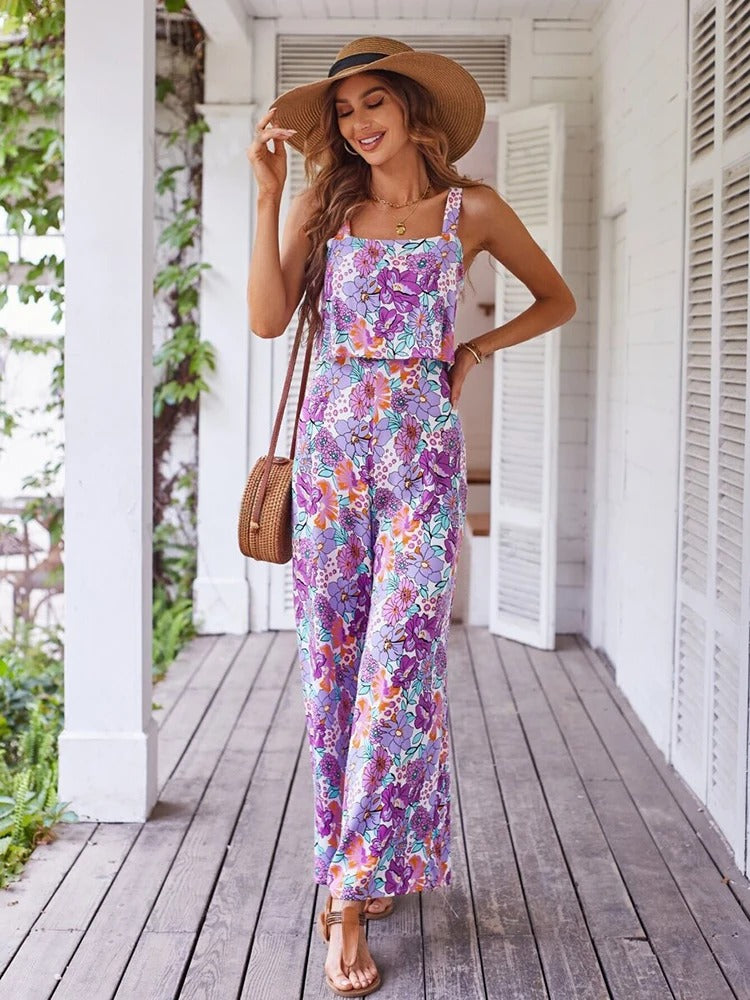 Kalentha® | Zweiteiliger Jumpsuit mit floralem Muster