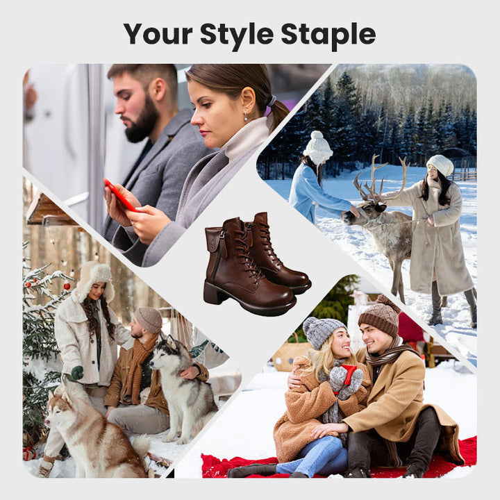 Plüschgefütterte Lederstiefel