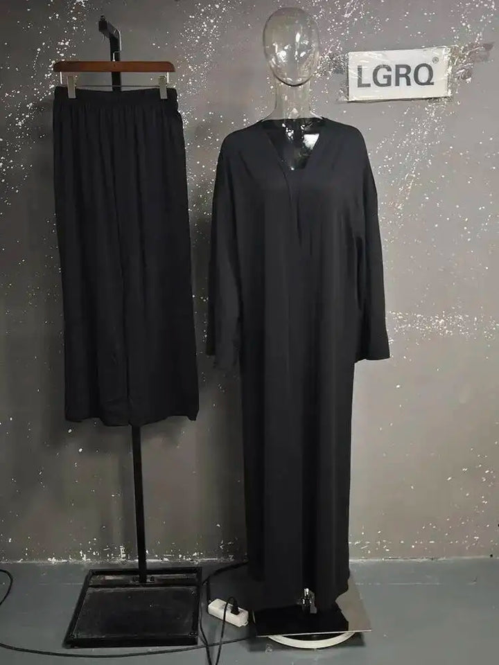 Damen Lässiges Trägerloses Top Langstrickjacke Weite Hosen Set