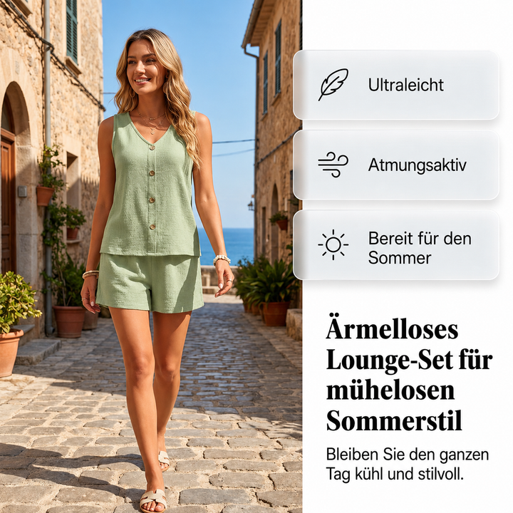 Zweiteiliges Set mit gekräuselter Knopfleiste