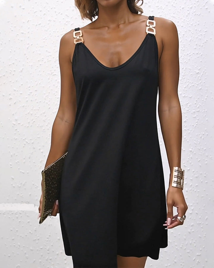 Knielanges Cami Kleid für Damen in lässigem, unifarbenem Stil